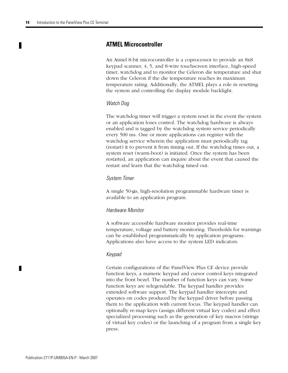 Atmel microcontroller | Rockwell Automation 2711P Software Development Kit User Manual User Manual | Page 14 / 104