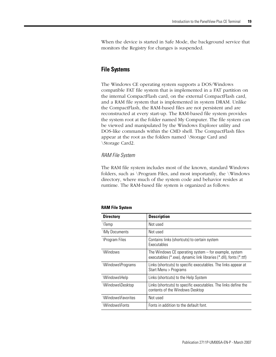 File systems | Rockwell Automation 2711P Software Development Kit User Manual User Manual | Page 19 / 104