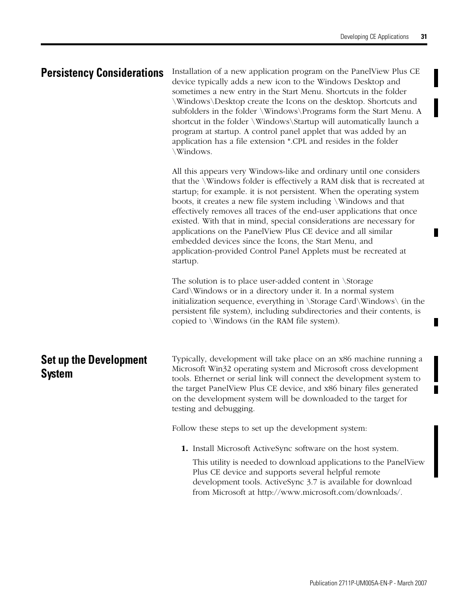 Persistency considerations, Set up the development system | Rockwell Automation 2711P Software Development Kit User Manual User Manual | Page 31 / 104