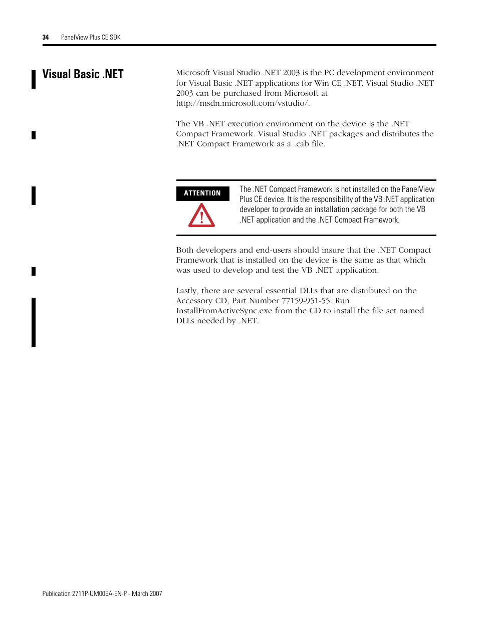 Visual basic .net | Rockwell Automation 2711P Software Development Kit User Manual User Manual | Page 34 / 104