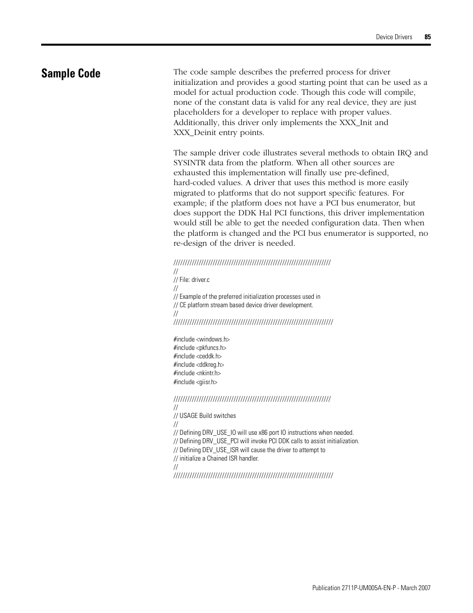 Sample code | Rockwell Automation 2711P Software Development Kit User Manual User Manual | Page 85 / 104