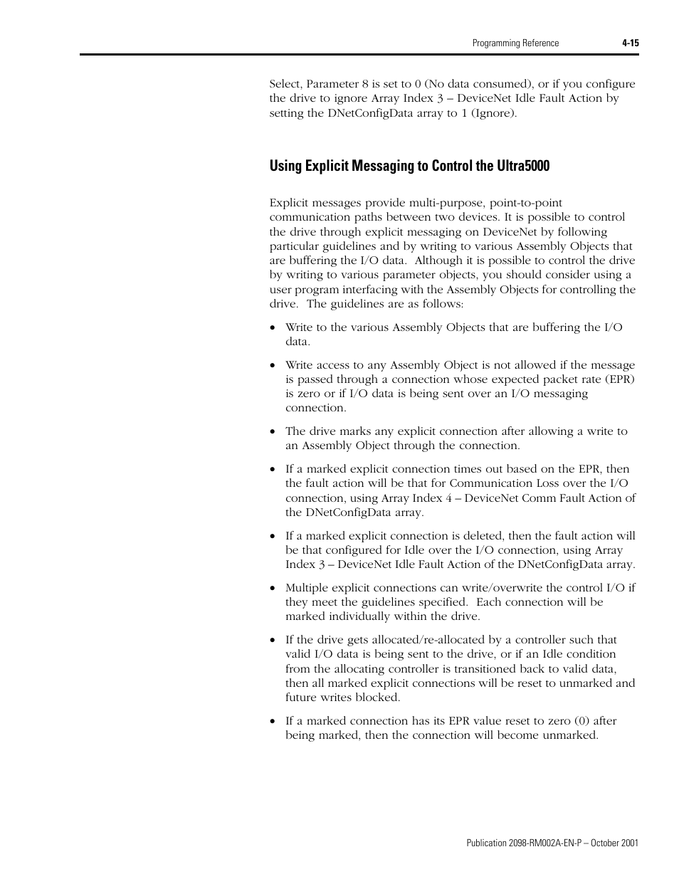 Using explicit messaging to control the ultra5000 | Rockwell Automation 2098-IPD-020-DN Ultra5000 Series Intelligent Positioning Drives with DeviceNet Reference Manual User Manual | Page 39 / 92