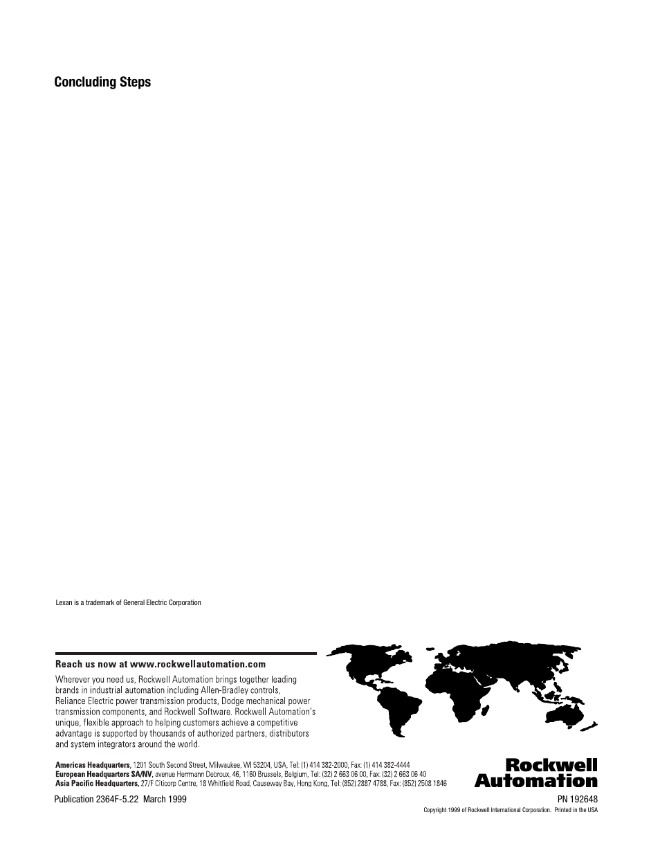 Concluding steps | Rockwell Automation 2364F Power Supply Filter PCB User Manual | Page 4 / 4