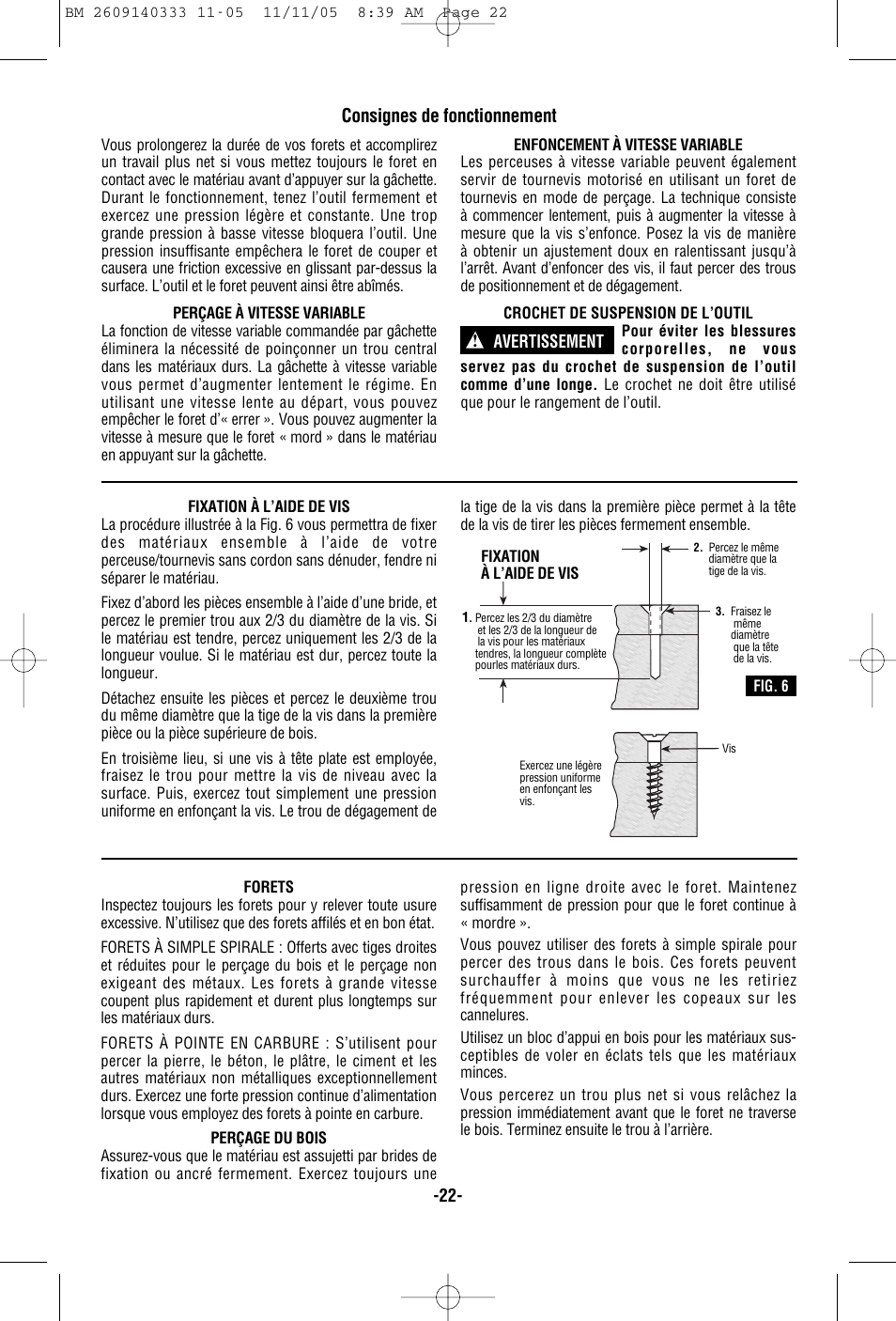 Consignes de fonctionnement | Bosch PS10 User Manual | Page 22 / 40