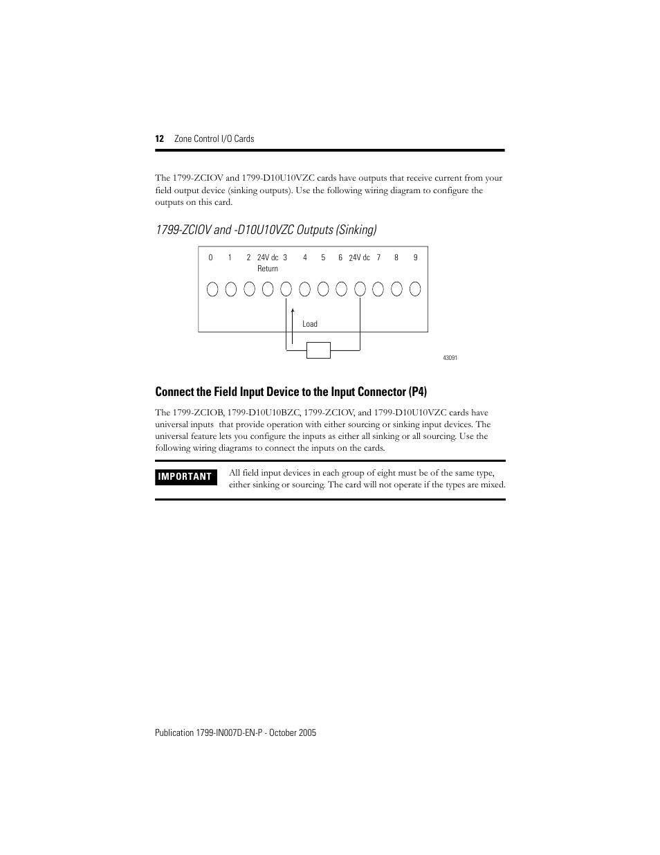 Rockwell Automation 1799-D10U10VZC Zone Control I/O Cards  User Manual | Page 12 / 24