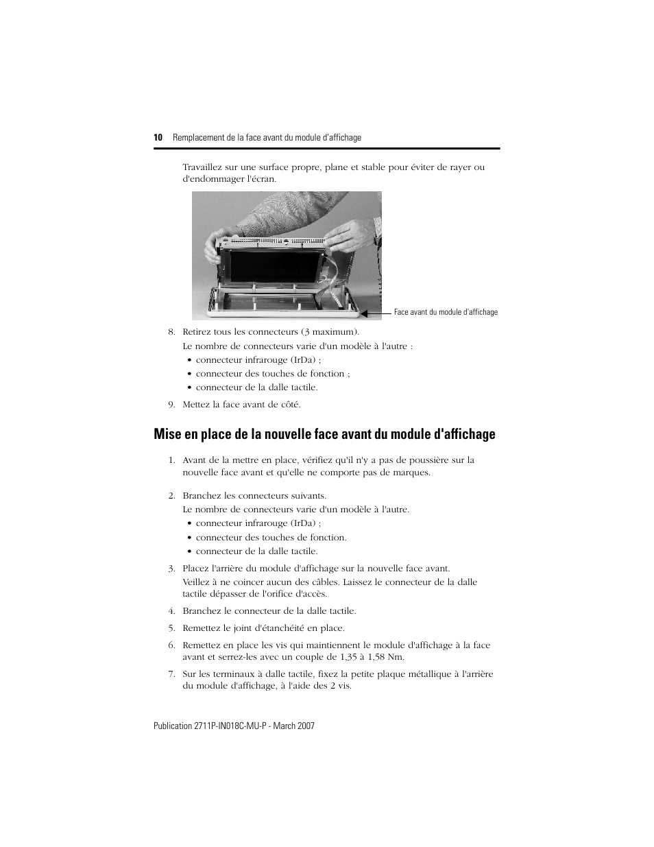 Rockwell Automation 2711P-RBxxx Display Module Bezel Replacement Installation Instructions User Manual | Page 10 / 28