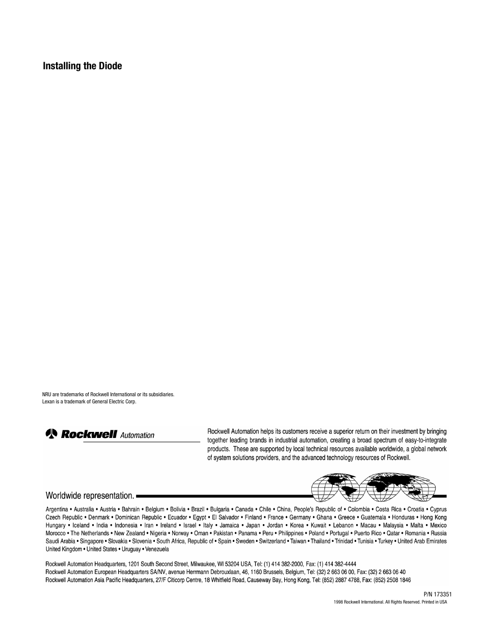 Installing the diode | Rockwell Automation 2364,2364E NRU DC Suppressor Replacement User Manual | Page 6 / 6
