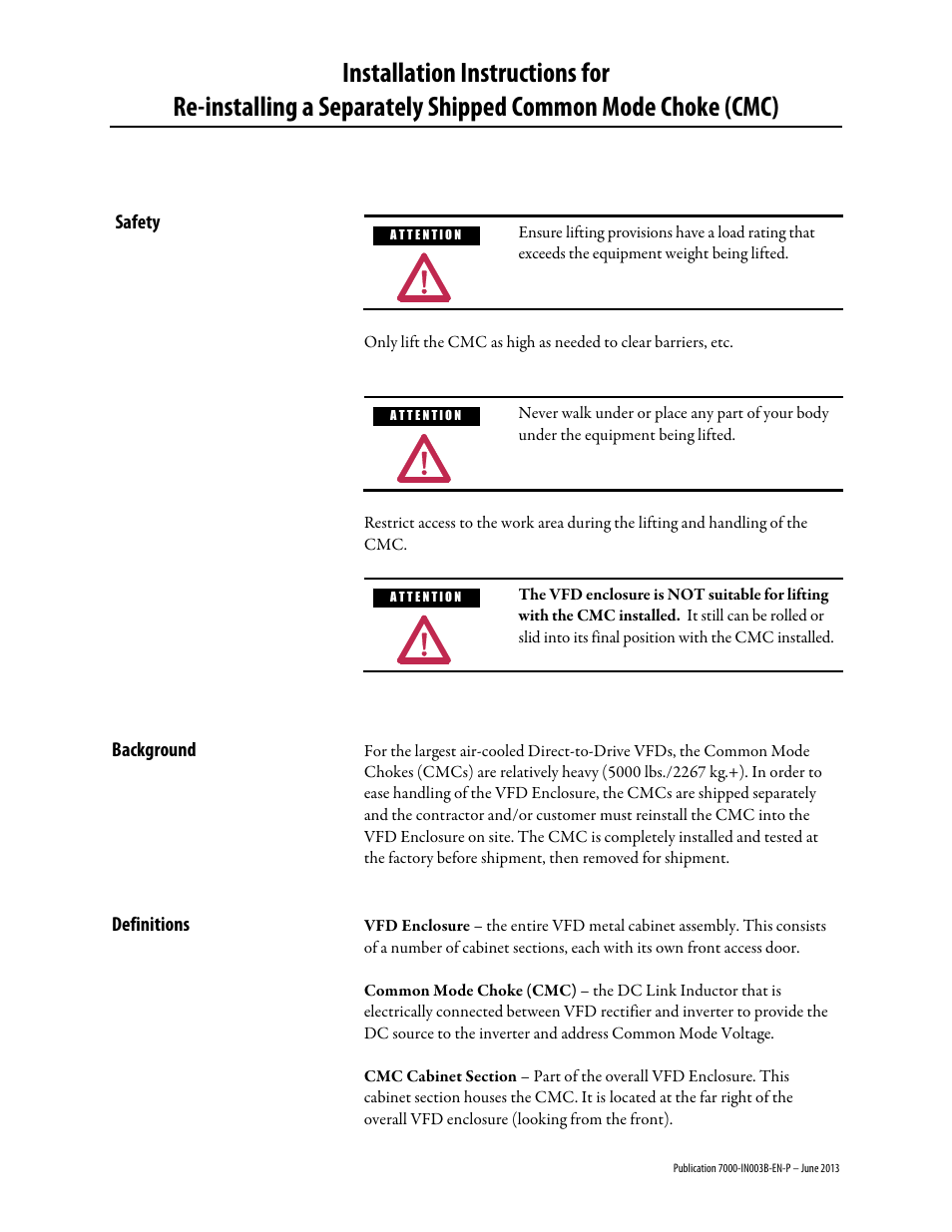 Safety, Definitions | Rockwell Automation 7000 PowerFlex AC Drive with Direct-to-Drive Technology User Manual | Page 5 / 20