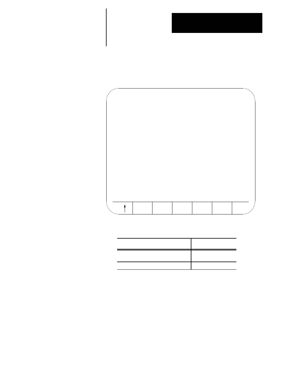 The operator panel crt displays this screen, Refer to the table below | Rockwell Automation 8520-ARM2 9/Series CNC AMP Reference Manual Documentation Set User Manual | Page 49 / 756