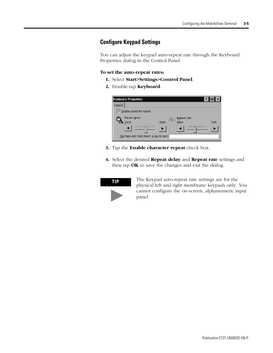 Configure keypad settings -5, Configure keypad settings | Rockwell Automation 2727-M7P20D1P1, -M7P20D1Q2,-M7P20D1Q3 MobileView Machine Terminal MT750 User Manual | Page 37 / 108