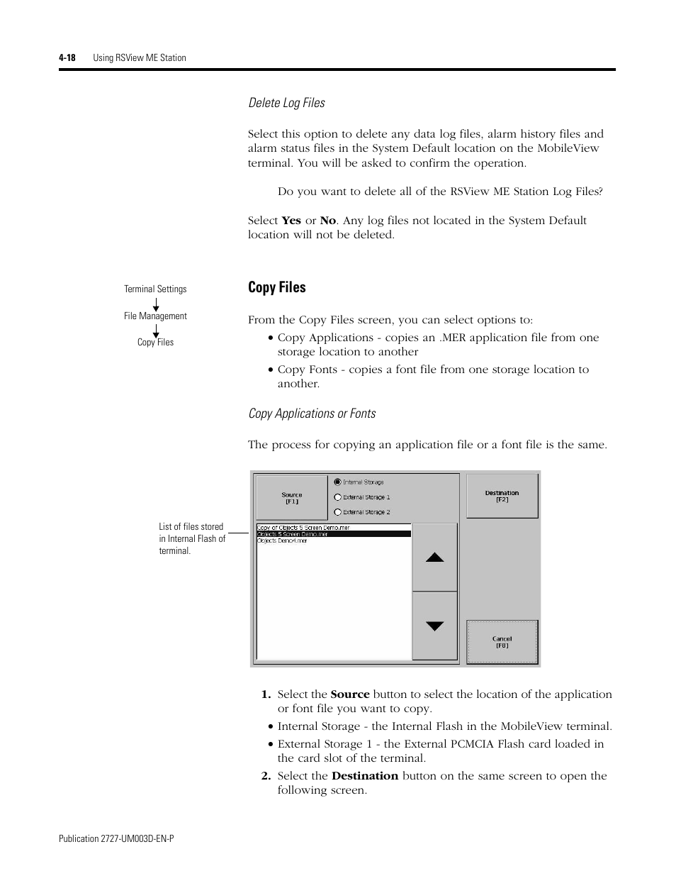Copy files -18, Copy files | Rockwell Automation 2727-M7P20D1P1, -M7P20D1Q2,-M7P20D1Q3 MobileView Machine Terminal MT750 User Manual | Page 66 / 108