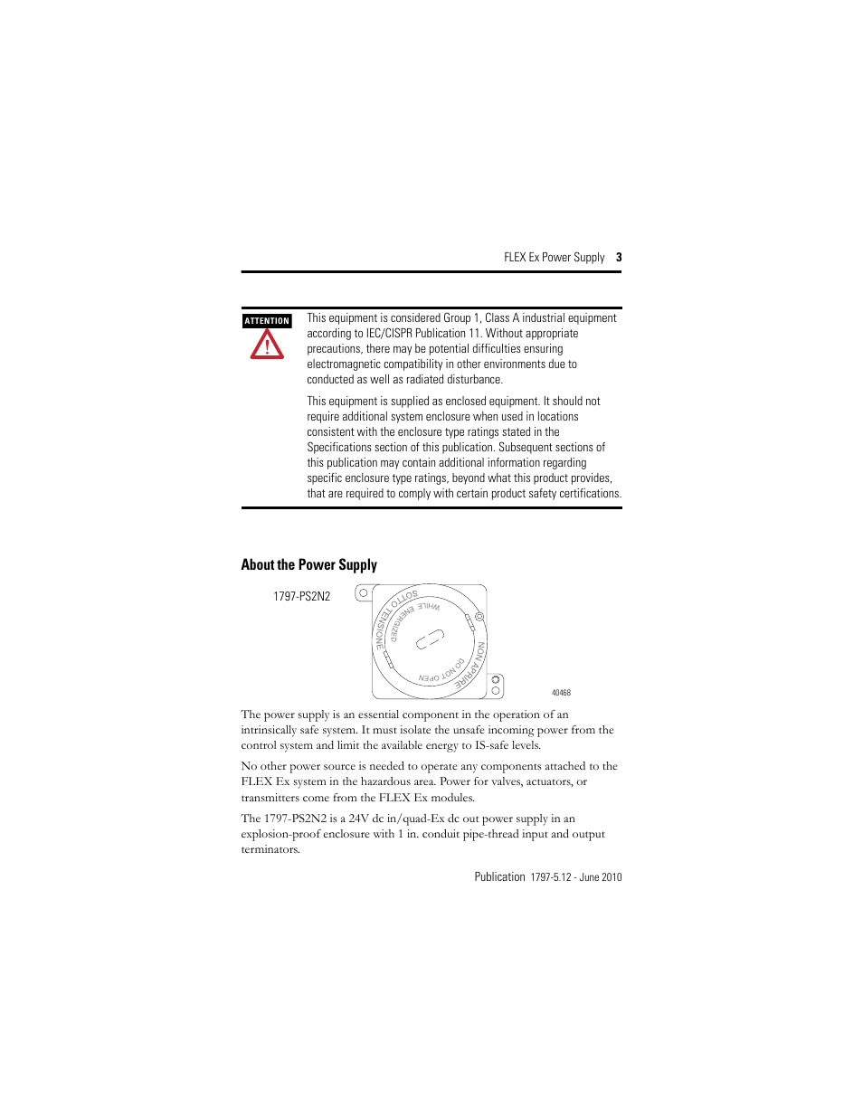 About the power supply | Rockwell Automation 1797-PS2N2 FLEX Ex Power Supply User Manual | Page 3 / 20