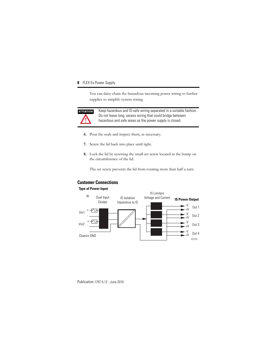 Customer connections | Rockwell Automation 1797-PS2N2 FLEX Ex Power Supply User Manual | Page 8 / 20