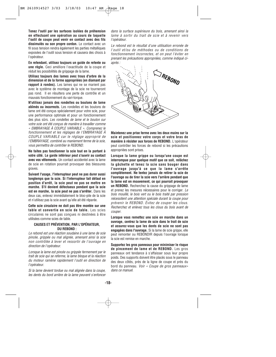 Rebond | Bosch 1662 User Manual | Page 18 / 44