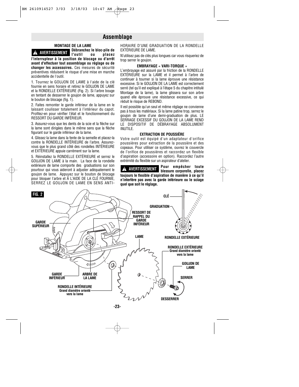 Assemblage | Bosch 1662 User Manual | Page 23 / 44