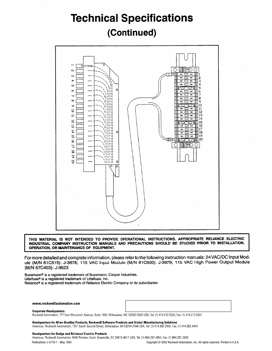 Rockwell Automation 61C505 Din-Style Terminal Strip/Cable Assembly-Fused User Manual | Page 2 / 2