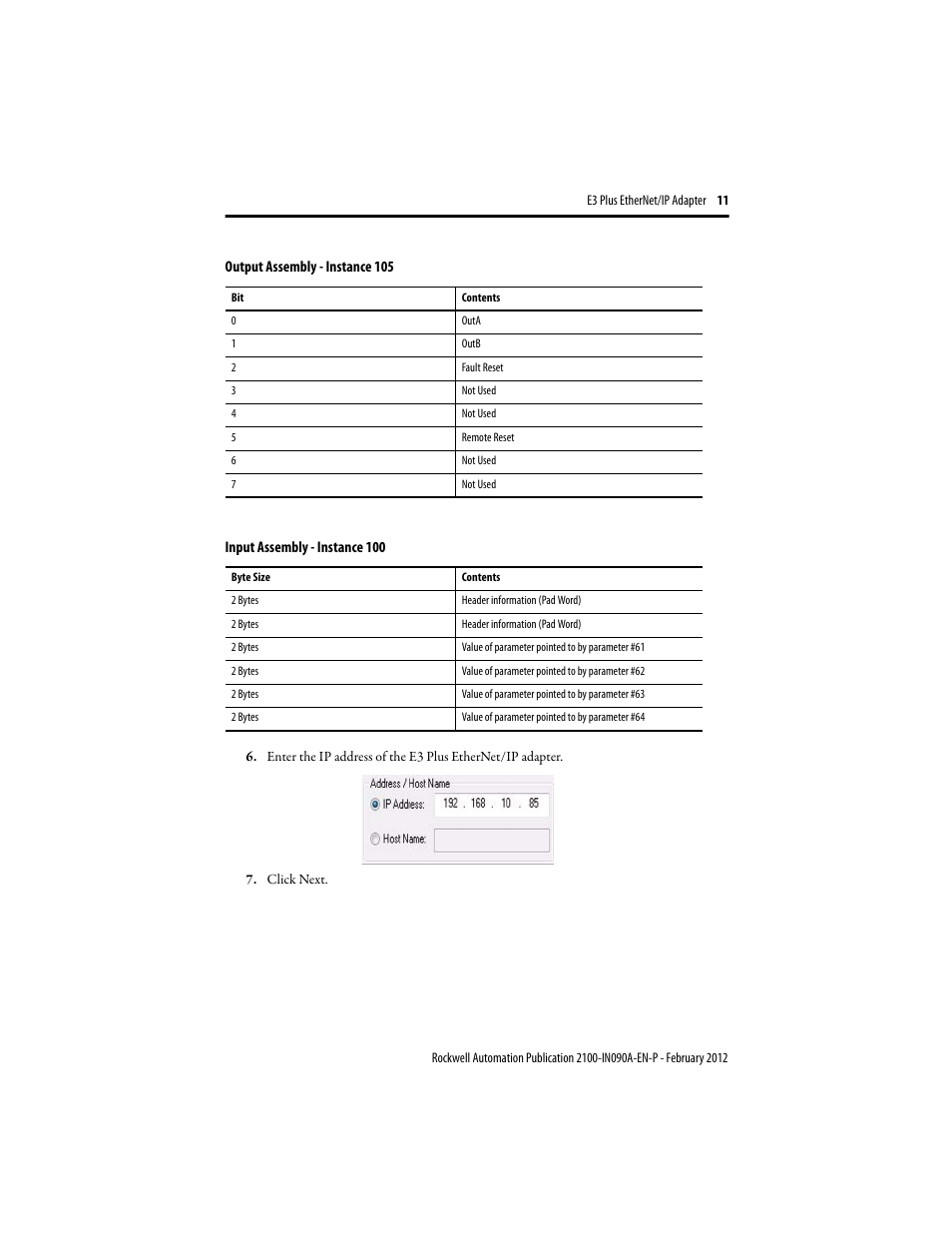 Rockwell Automation 2100-ENET E3 Plus EtherNet/IP Adapter User Manual | Page 11 / 12