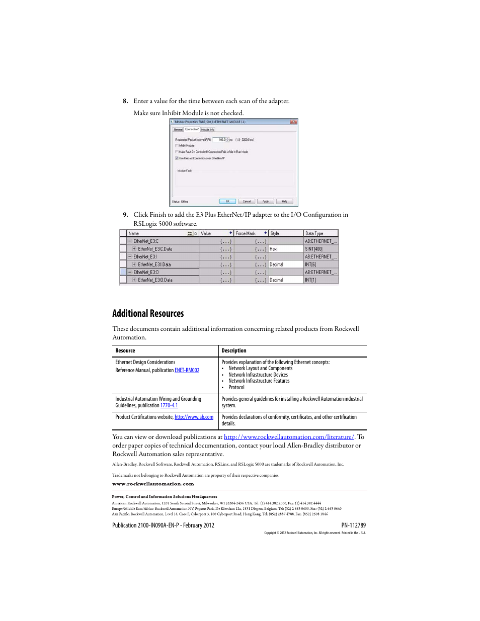 Additional resources, Back cover | Rockwell Automation 2100-ENET E3 Plus EtherNet/IP Adapter User Manual | Page 12 / 12