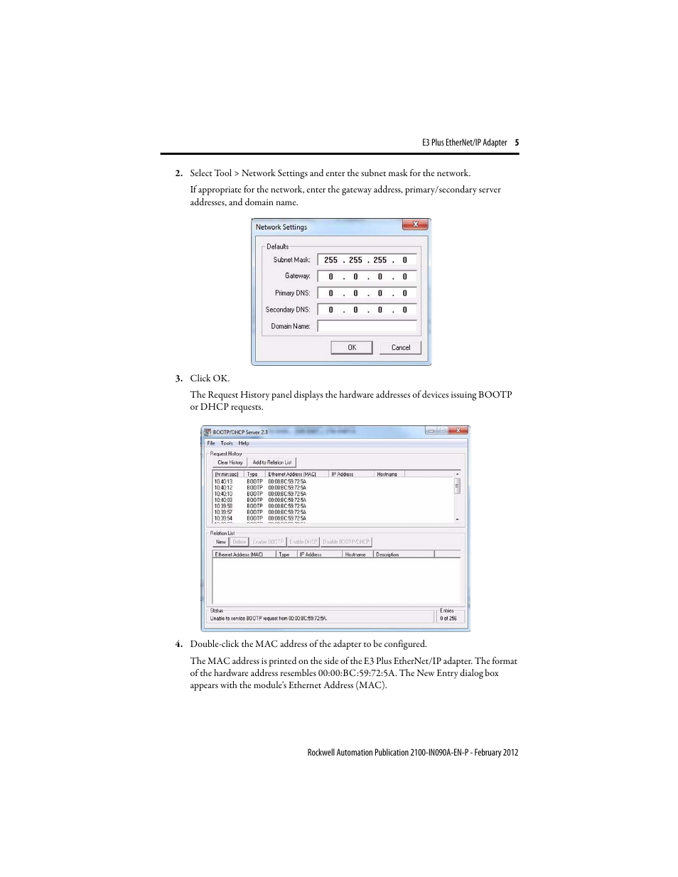 Rockwell Automation 2100-ENET E3 Plus EtherNet/IP Adapter User Manual | Page 5 / 12