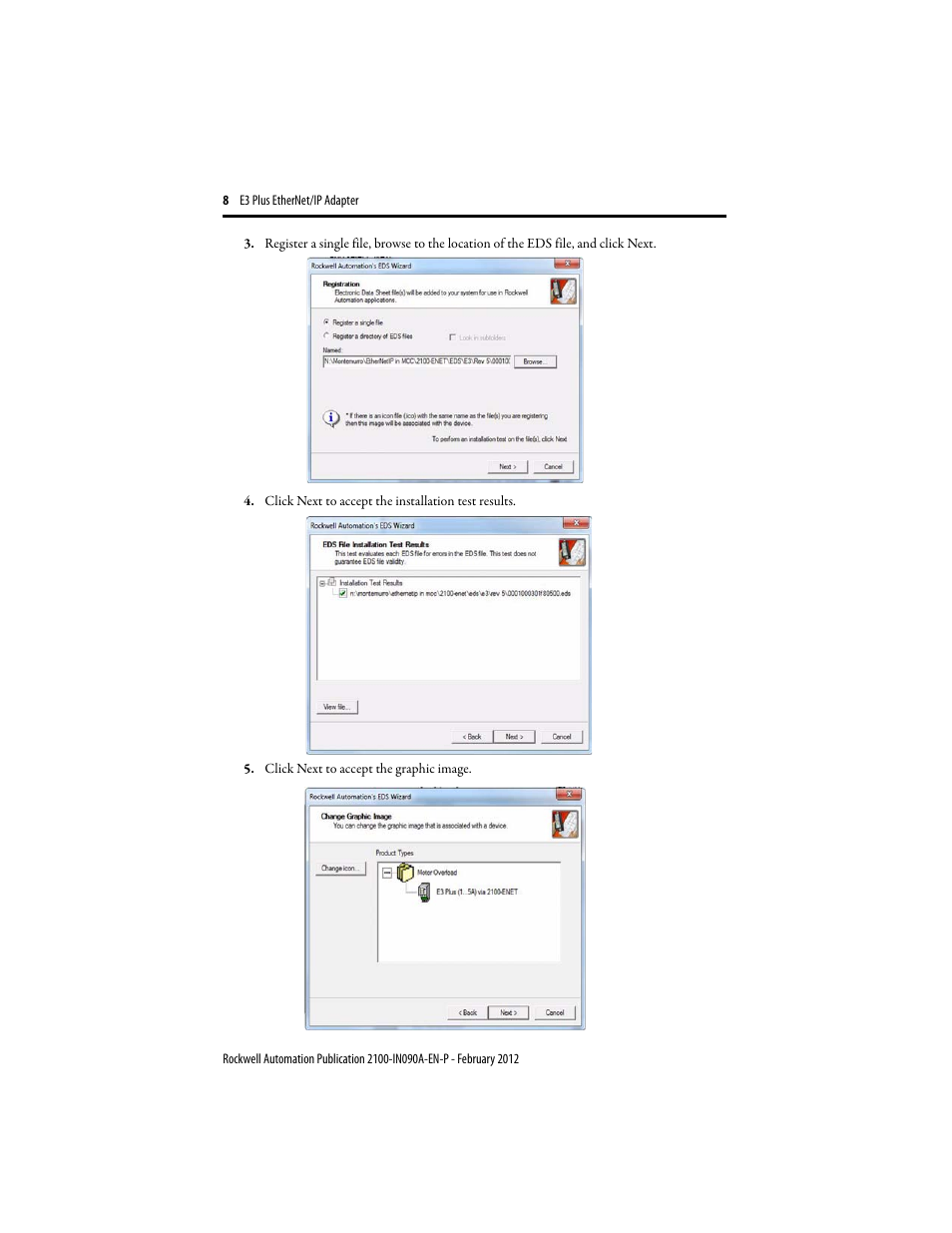 Rockwell Automation 2100-ENET E3 Plus EtherNet/IP Adapter User Manual | Page 8 / 12