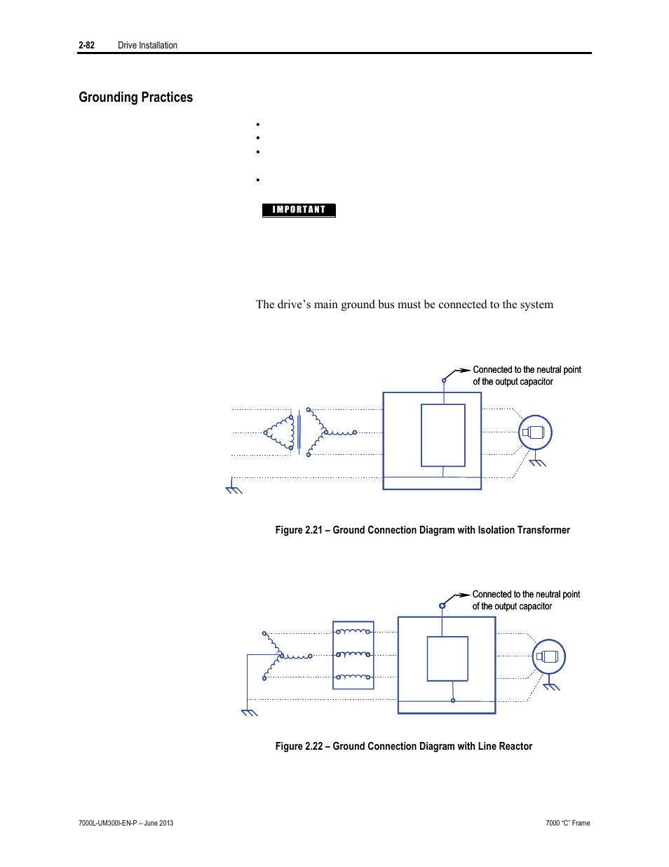 Grounding practices, The purpose of grounding is to | Rockwell Automation 7000L PowerFlex Medium Voltage AC Drive (C Frame) - Classic Control User Manual | Page 118 / 563