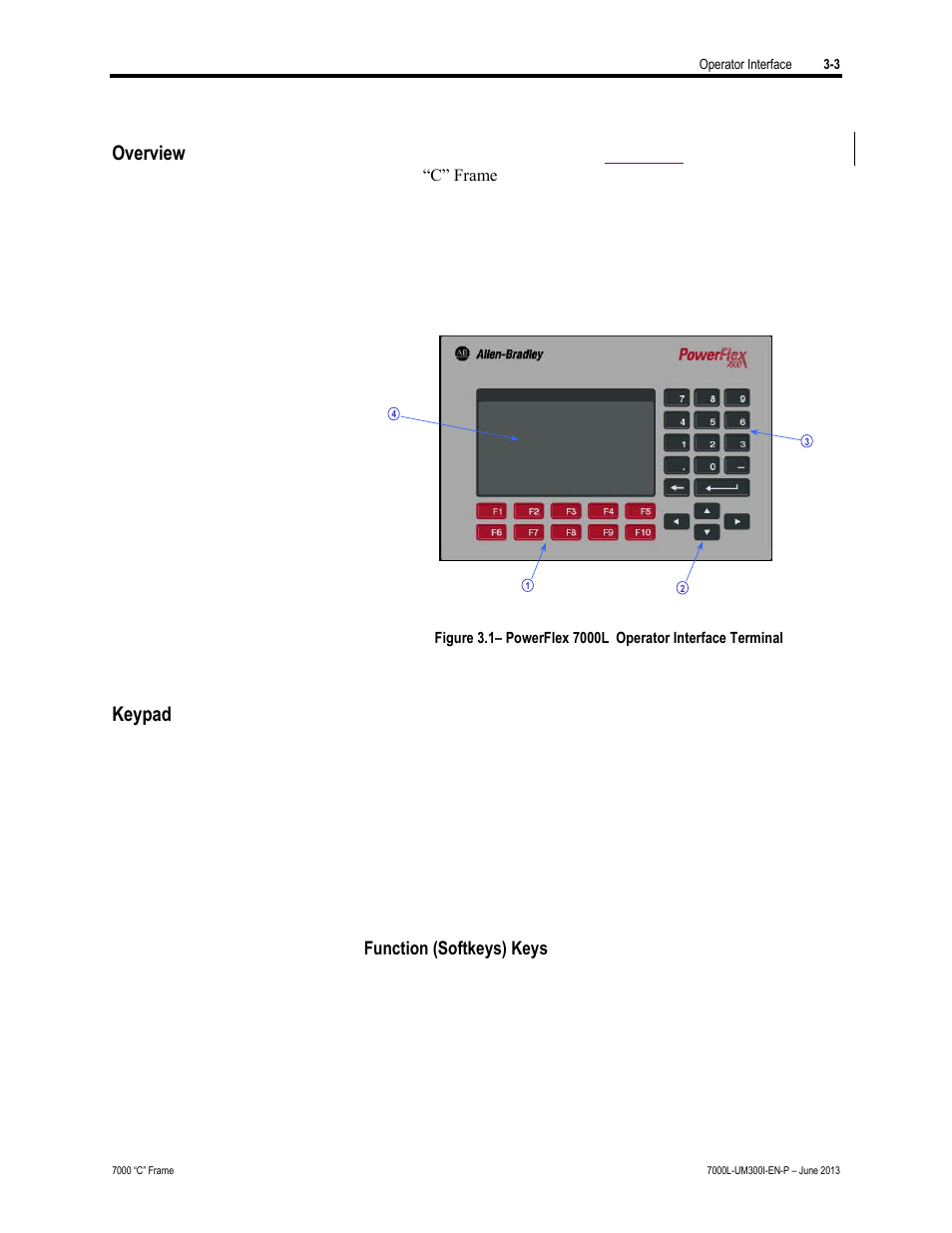 Overview, Keypad | Rockwell Automation 7000L PowerFlex Medium Voltage AC Drive (C Frame) - Classic Control User Manual | Page 125 / 563