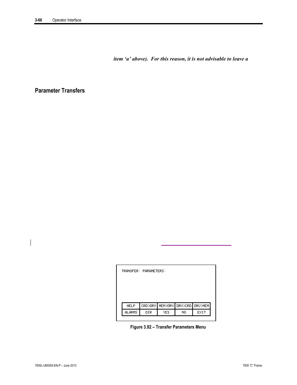 Warning, Parameter transfers | Rockwell Automation 7000L PowerFlex Medium Voltage AC Drive (C Frame) - Classic Control User Manual | Page 190 / 563