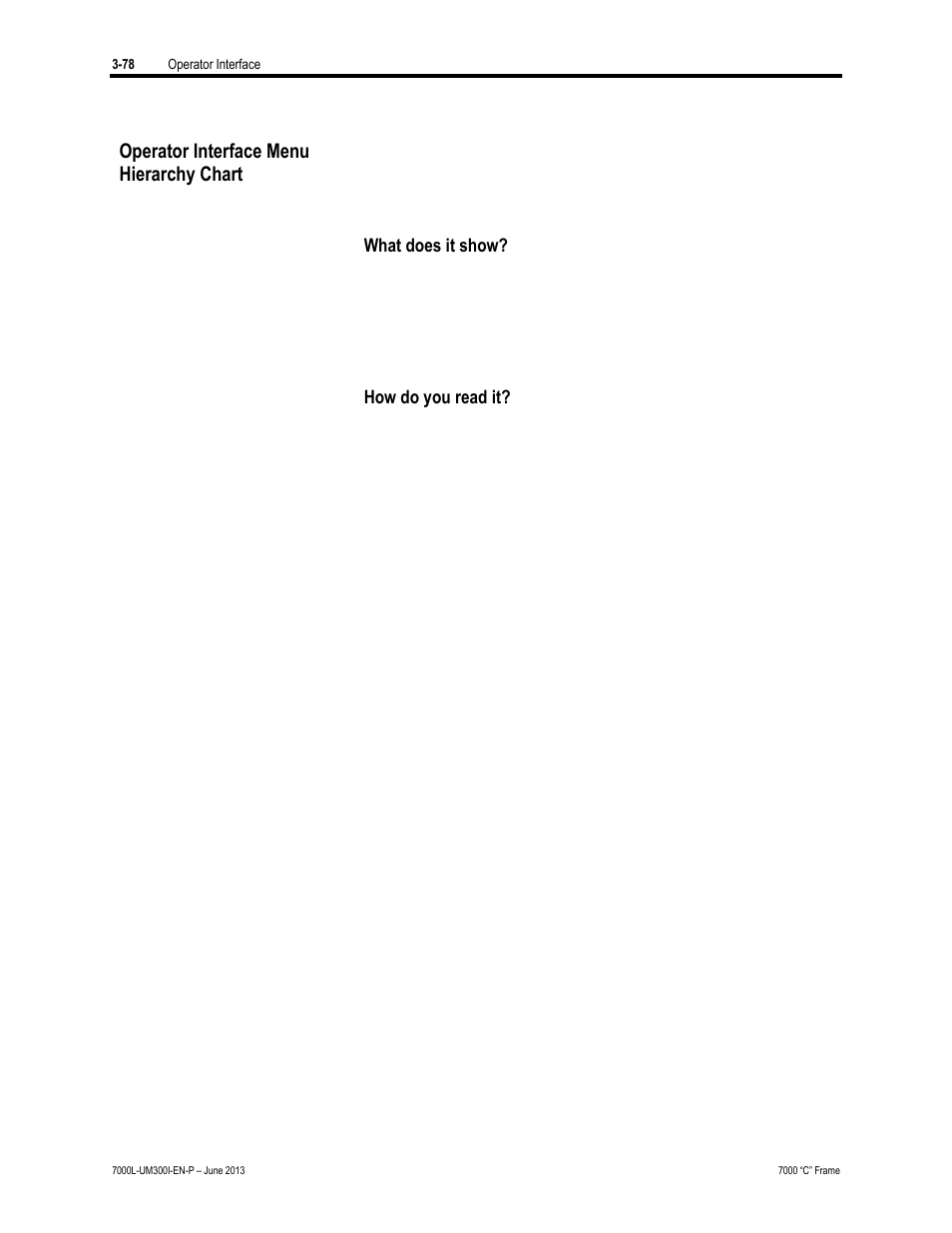 Operator interface menu hierarchy chart | Rockwell Automation 7000L PowerFlex Medium Voltage AC Drive (C Frame) - Classic Control User Manual | Page 200 / 563