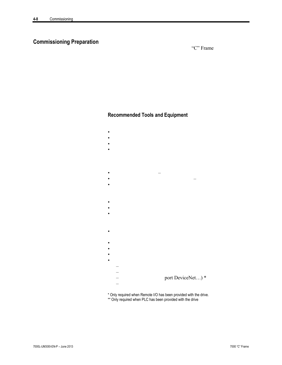 Commissioning preparation | Rockwell Automation 7000L PowerFlex Medium Voltage AC Drive (C Frame) - Classic Control User Manual | Page 213 / 563