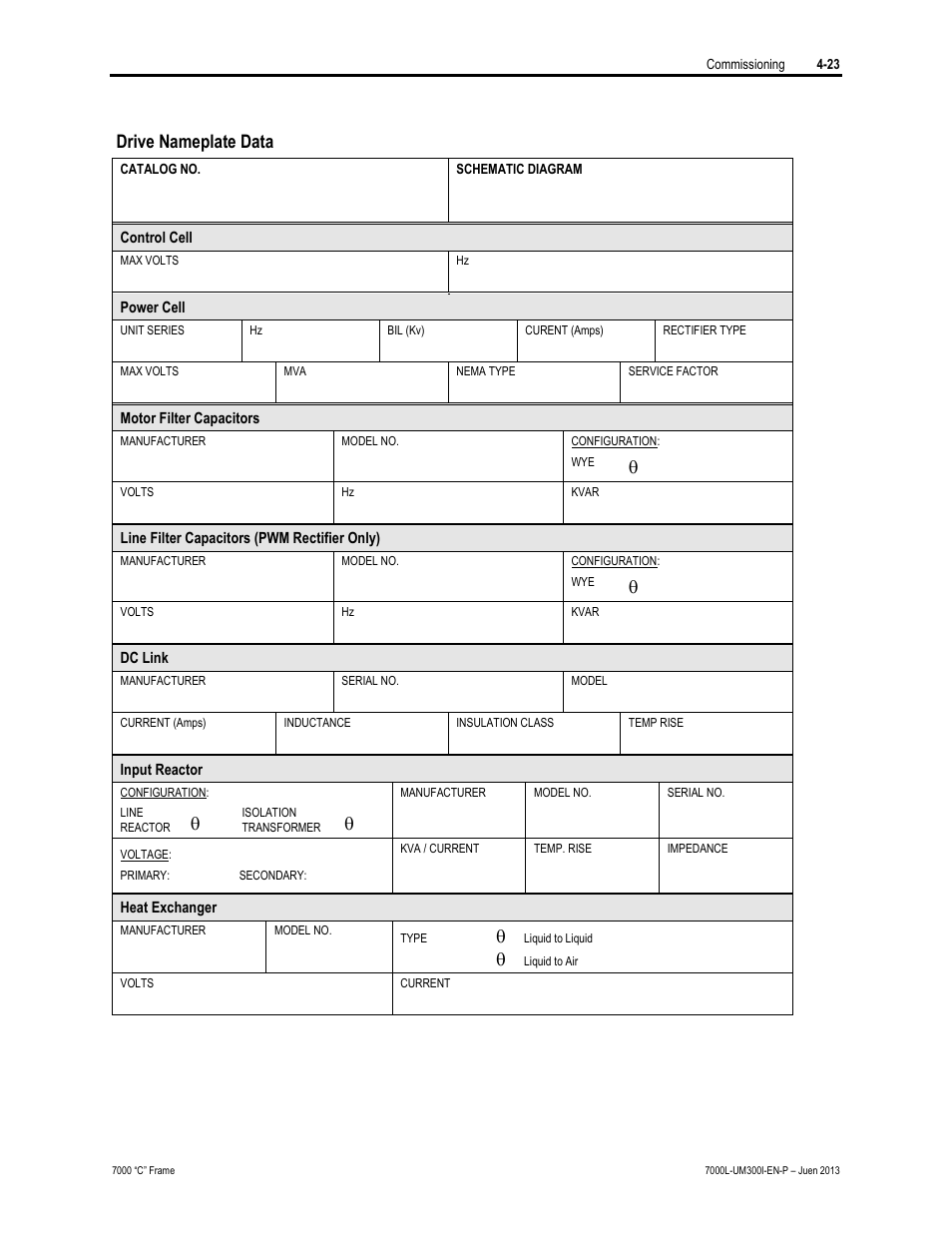 Drive nameplate data | Rockwell Automation 7000L PowerFlex Medium Voltage AC Drive (C Frame) - Classic Control User Manual | Page 228 / 563