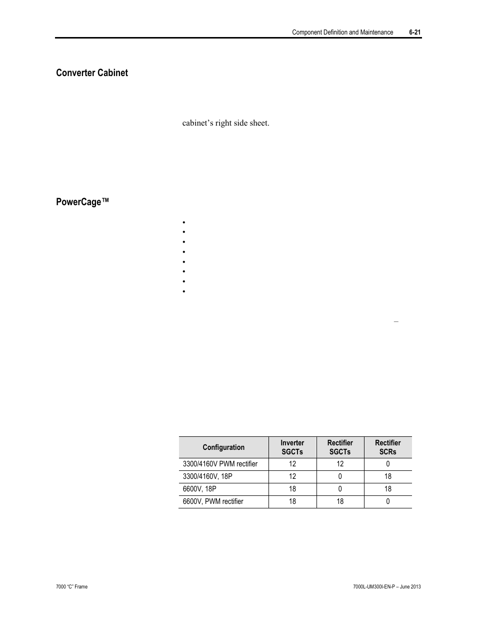 Converter cabinet, Powercage | Rockwell Automation 7000L PowerFlex Medium Voltage AC Drive (C Frame) - Classic Control User Manual | Page 365 / 563