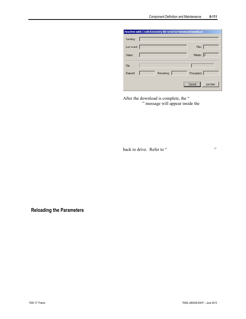 Reloading the parameters | Rockwell Automation 7000L PowerFlex Medium Voltage AC Drive (C Frame) - Classic Control User Manual | Page 455 / 563