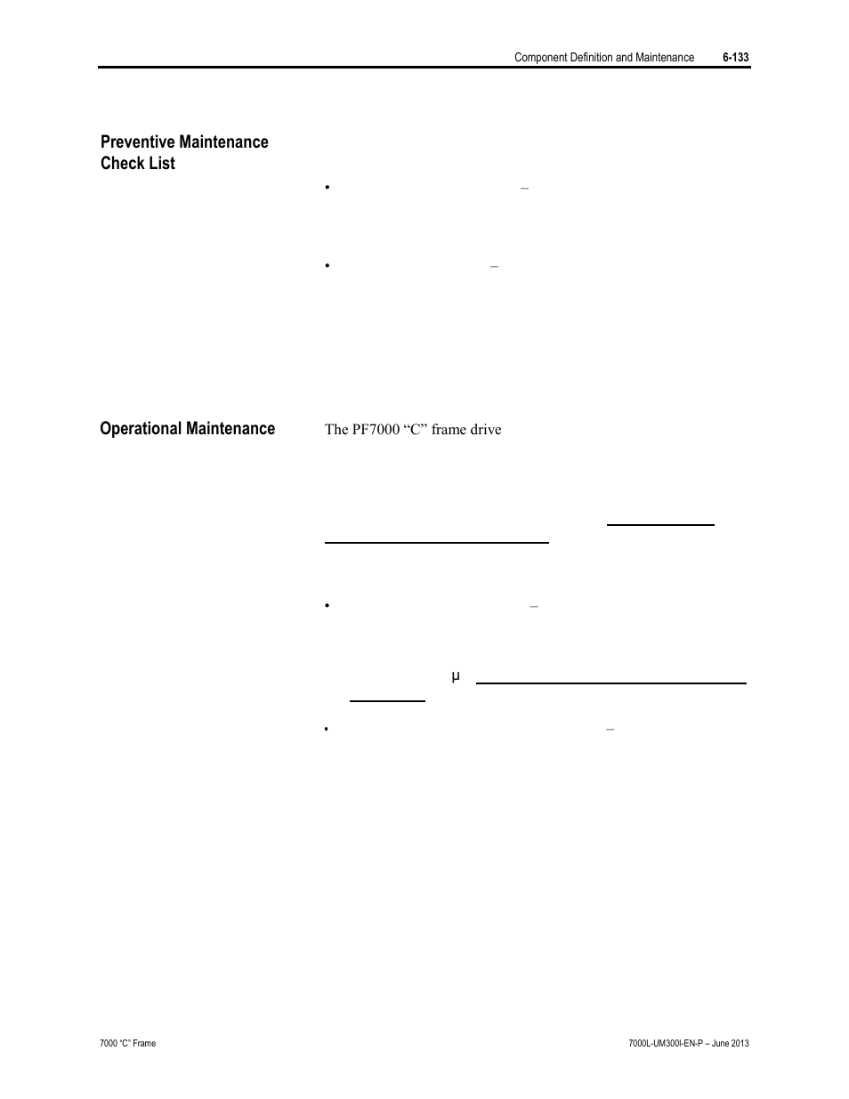 Operational maintenance, Preventive maintenance check list | Rockwell Automation 7000L PowerFlex Medium Voltage AC Drive (C Frame) - Classic Control User Manual | Page 477 / 563