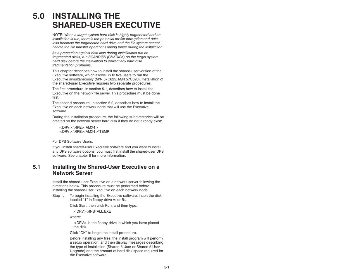5, installing shared-user executive, 0 installing the sharedćuser executive | Rockwell Automation AutoMax Prog Exec V4.2 and Dist. Power System Drive Software Install User Manual | Page 13 / 28