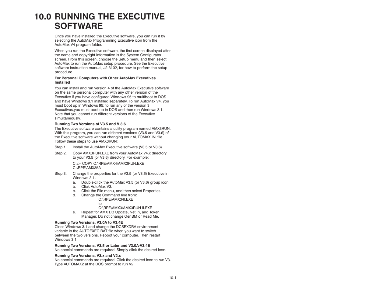 10, running the executive software, 0 running the executive software | Rockwell Automation AutoMax Prog Exec V4.2 and Dist. Power System Drive Software Install User Manual | Page 25 / 28