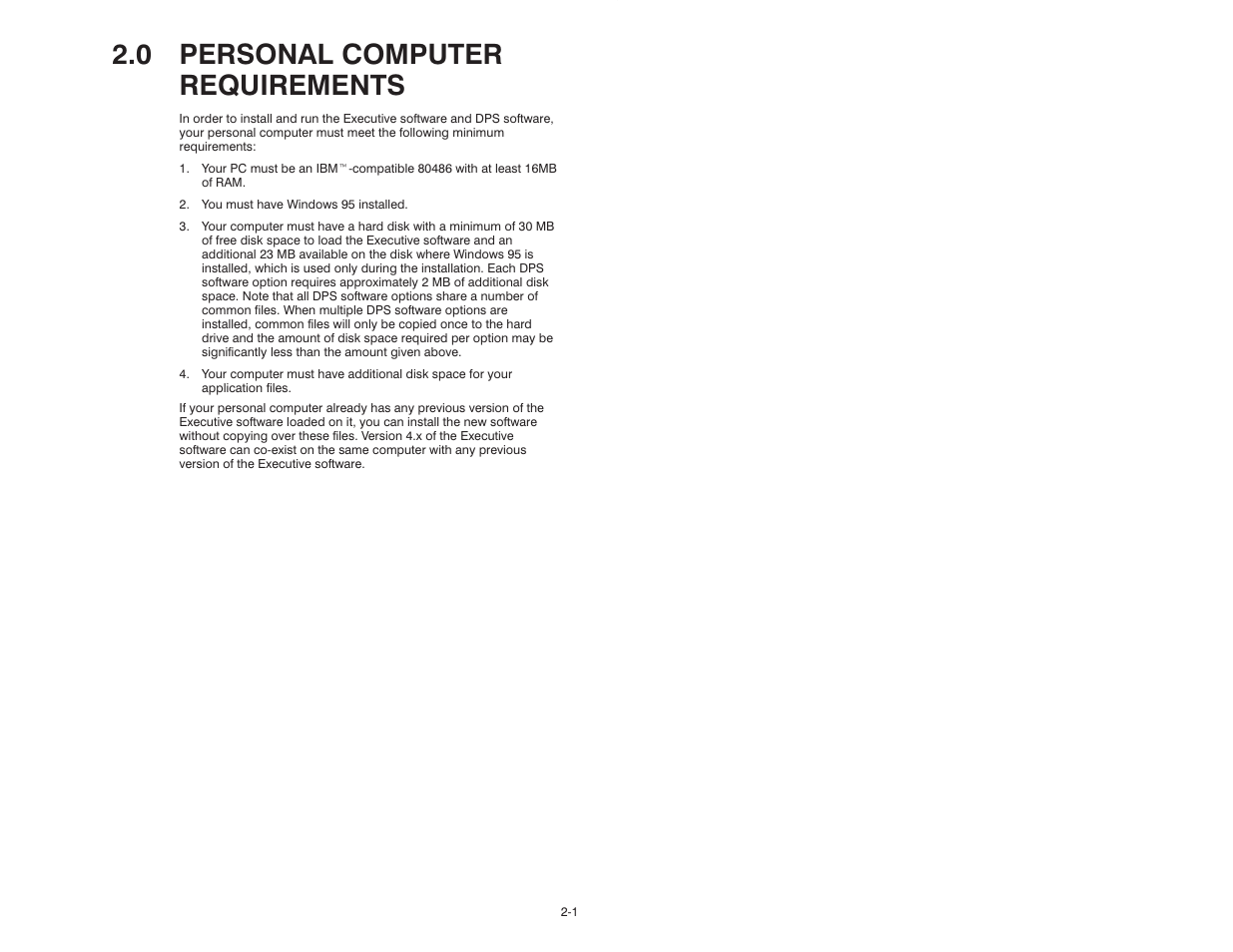 2, personal computer requirements, 0 personal computer requirements | Rockwell Automation AutoMax Prog Exec V4.2 and Dist. Power System Drive Software Install User Manual | Page 7 / 28