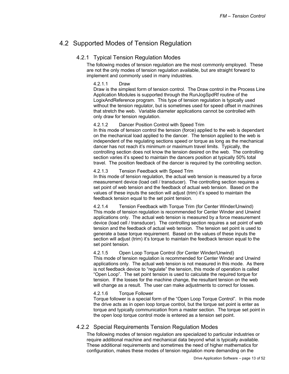 2 supported modes of tension regulation | Rockwell Automation 9329 Drive Application Software Tension Control Gen. Units User Manual | Page 13 / 52