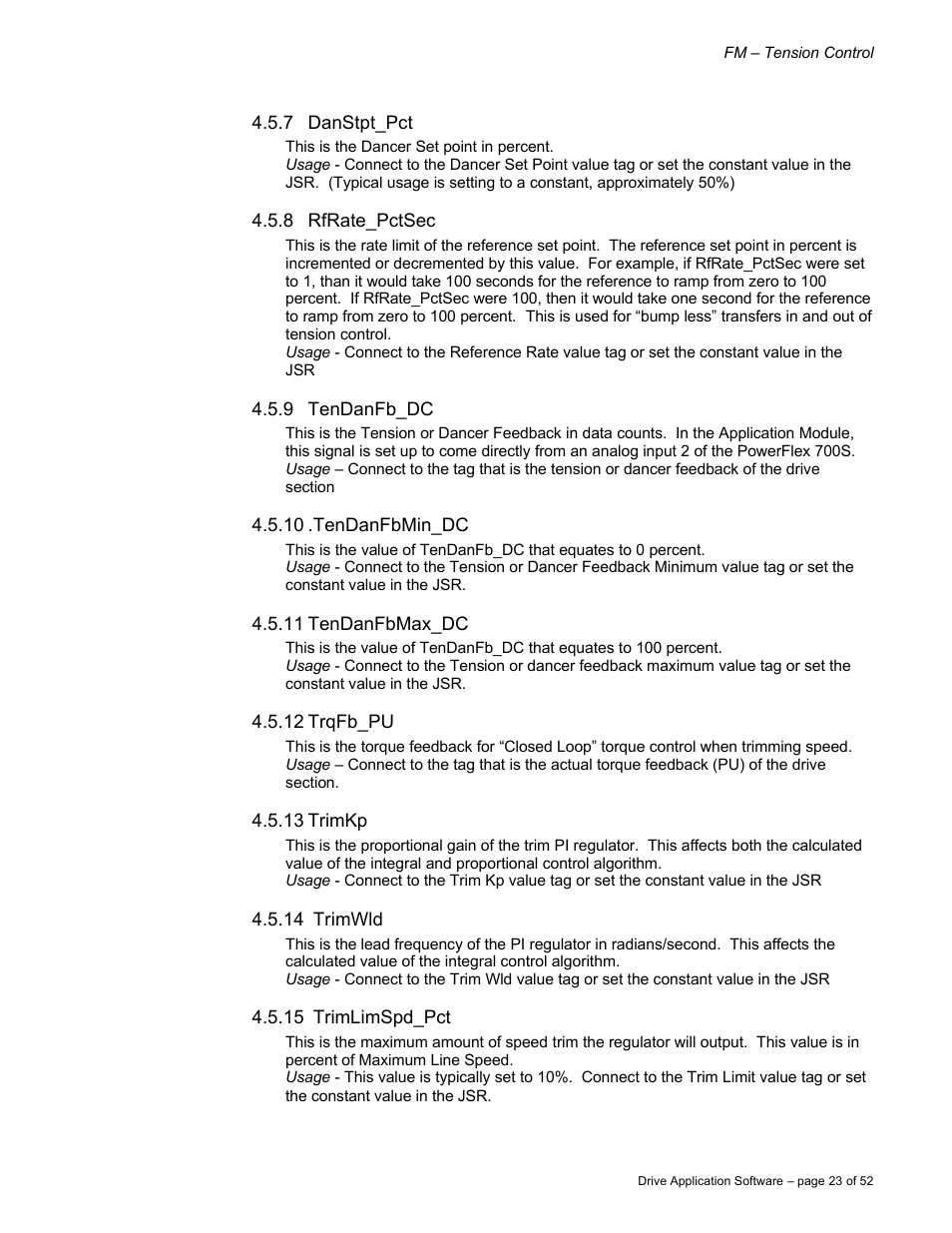 Rockwell Automation 9329 Drive Application Software Tension Control Gen. Units User Manual | Page 23 / 52