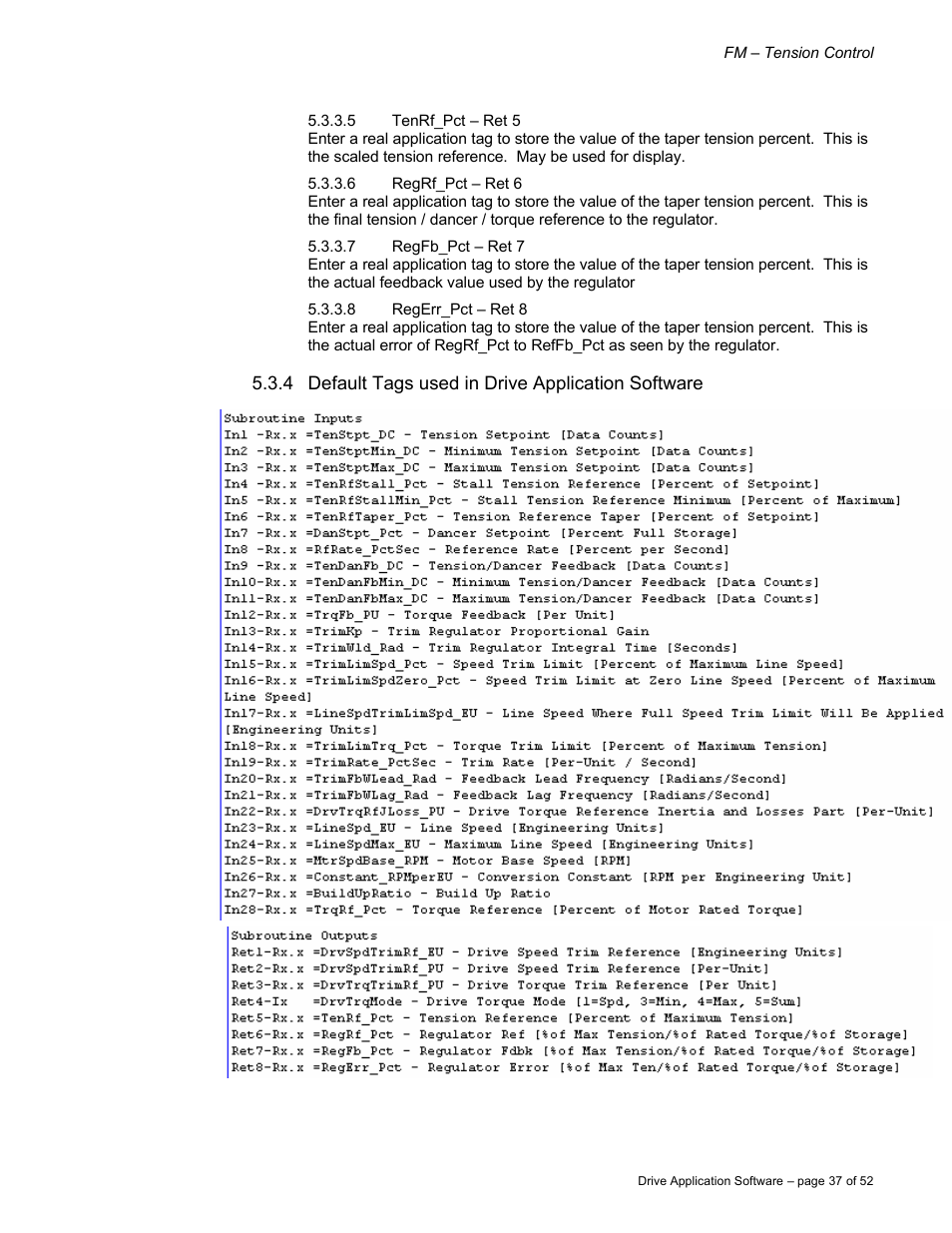 Rockwell Automation 9329 Drive Application Software Tension Control Gen. Units User Manual | Page 37 / 52