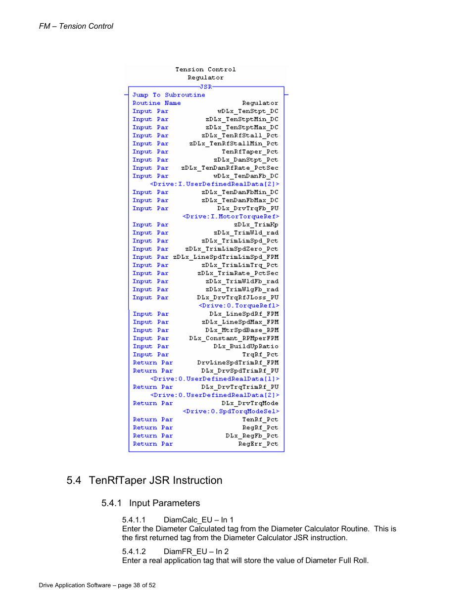 4 tenrftaper jsr instruction | Rockwell Automation 9329 Drive Application Software Tension Control Gen. Units User Manual | Page 38 / 52