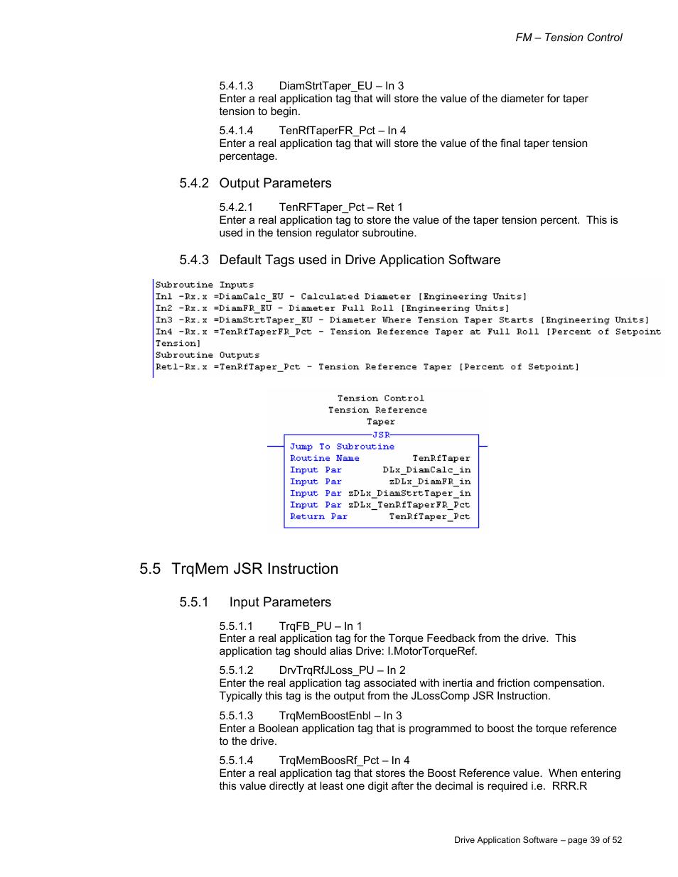 5 trqmem jsr instruction | Rockwell Automation 9329 Drive Application Software Tension Control Gen. Units User Manual | Page 39 / 52