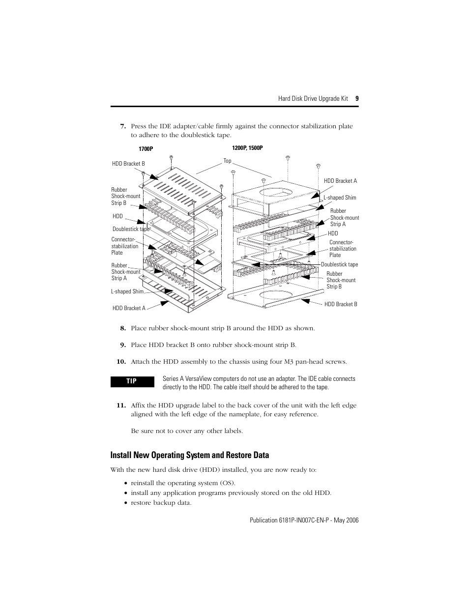 Install new operating system and restore data | Rockwell Automation 6189V-25HDDKIT Hard Drive Upgrade Kit User Manual | Page 9 / 12