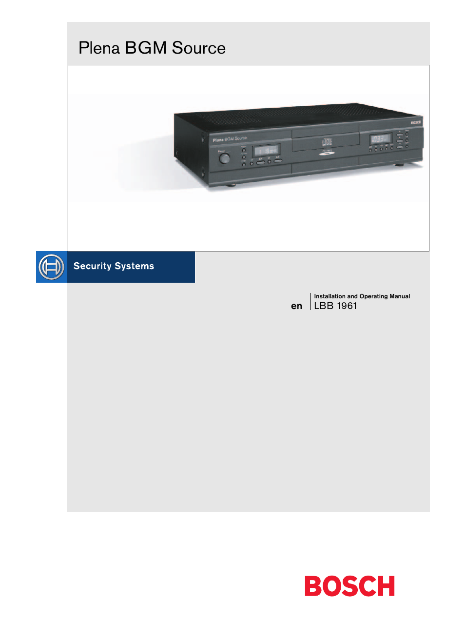 Bosch LBB 1961 User Manual | 16 pages