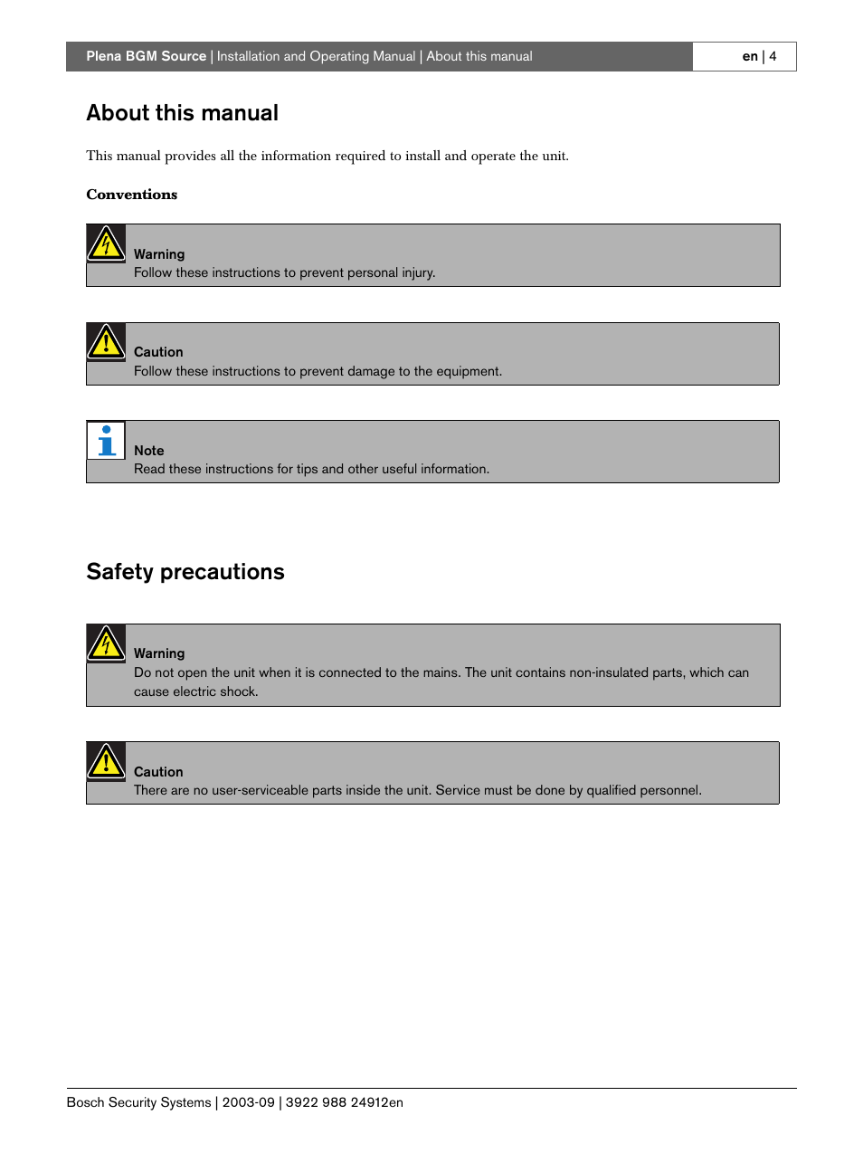 About this manual, Safety precautions | Bosch LBB 1961 User Manual | Page 4 / 16