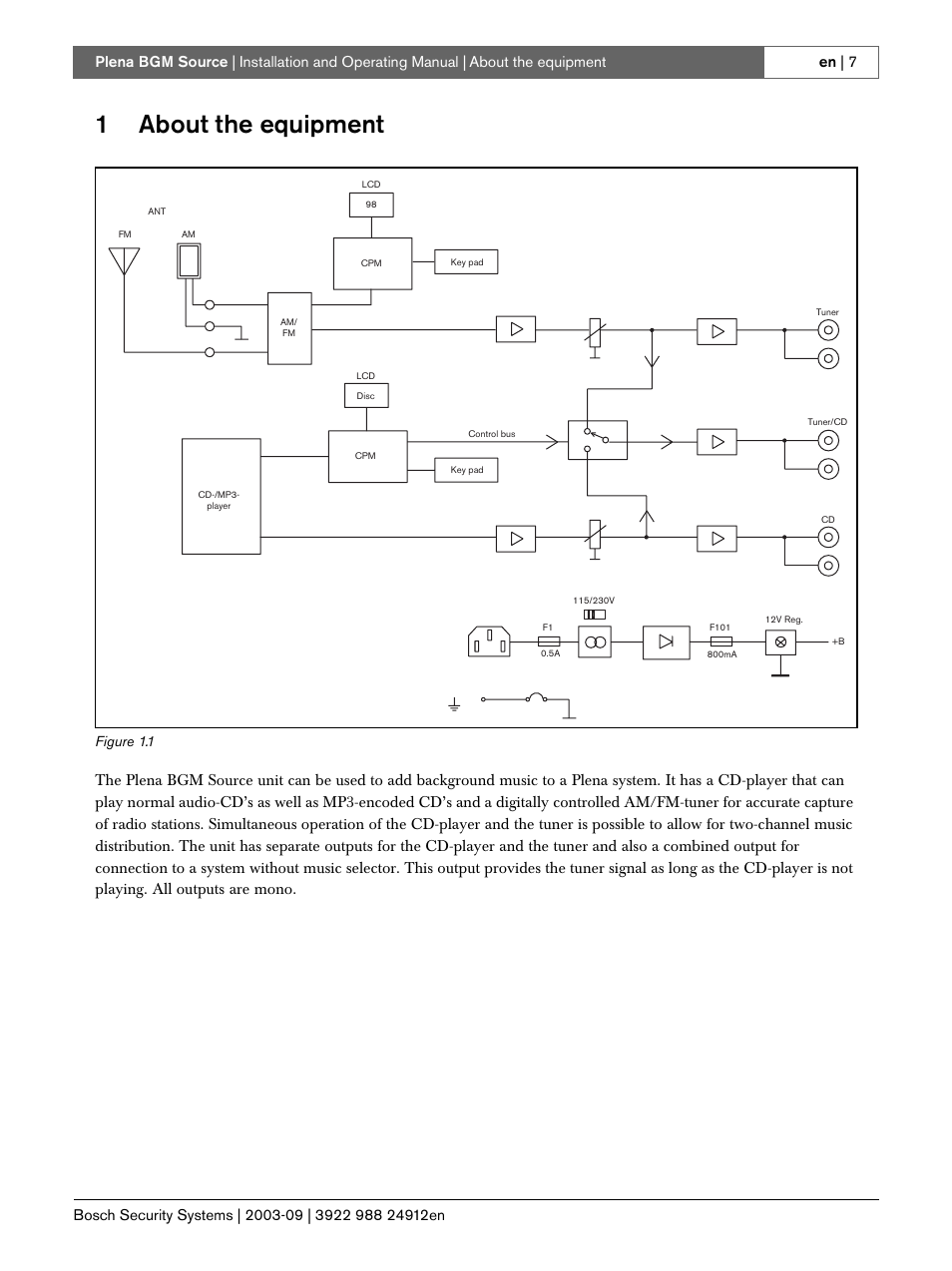 1 about the equipment, 1about the equipment, About the equipment | Bosch LBB 1961 User Manual | Page 7 / 16