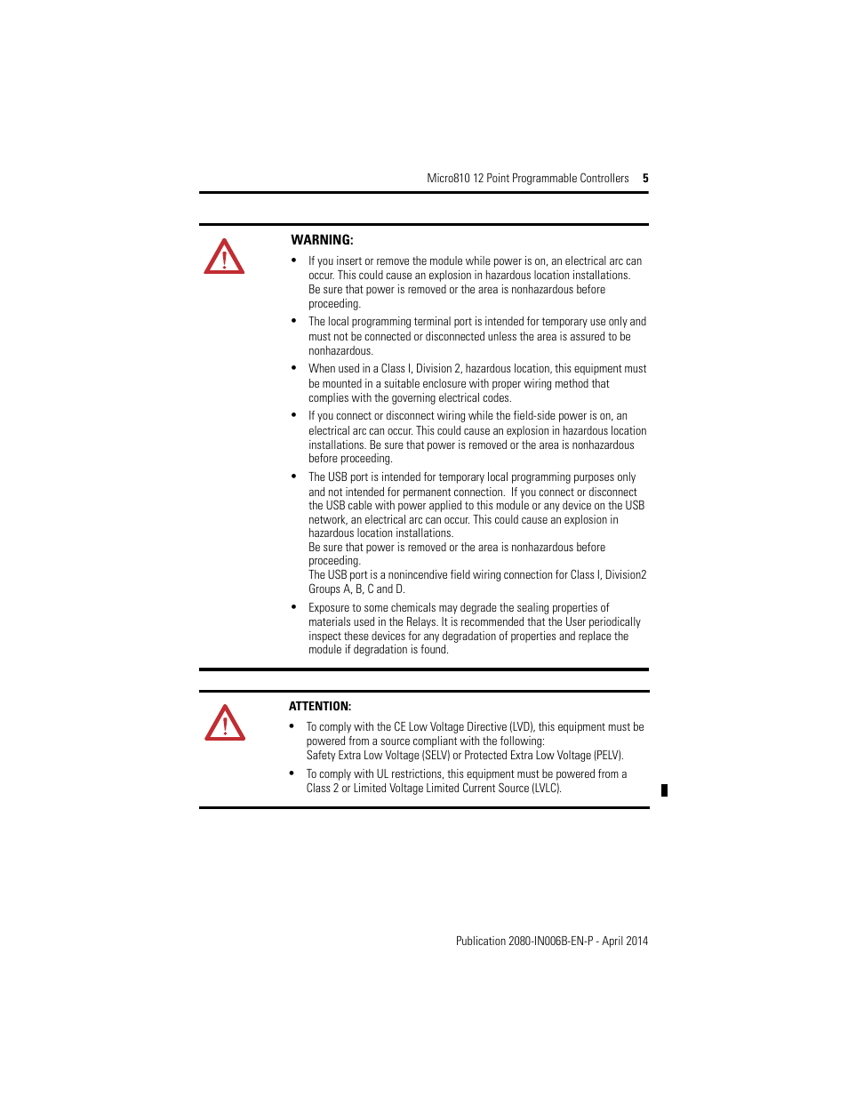 Rockwell Automation 2080-LC10-12AWA_12QWB_12QBB_12DWD Micro810 12 Point 24V/12V DC Programmable Controllers User Manual | Page 5 / 20