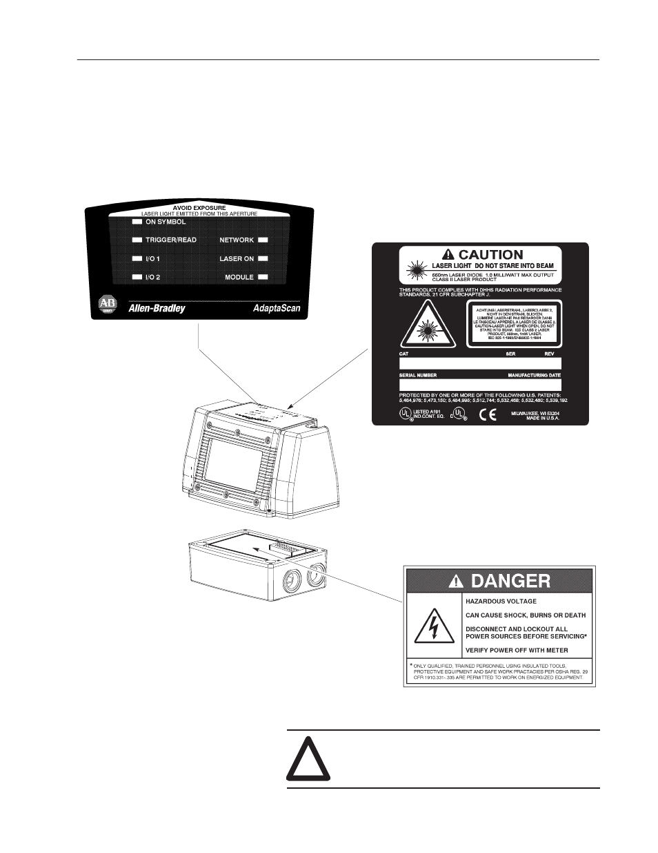 Safety labels | Rockwell Automation 2755 AdaptaScan Bar Code Readers User Manual | Page 25 / 96