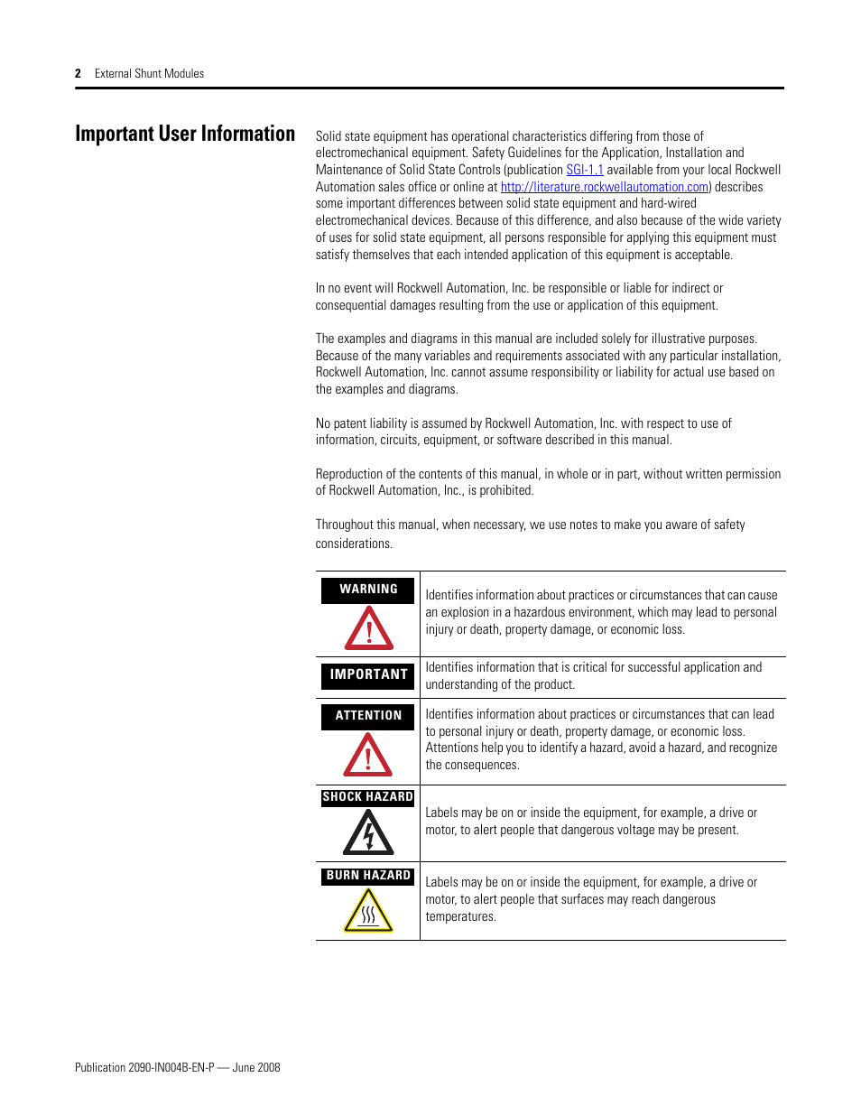 Important user information | Rockwell Automation 2090-SRxxx External Shunt Modules Installation Instructions User Manual | Page 2 / 24
