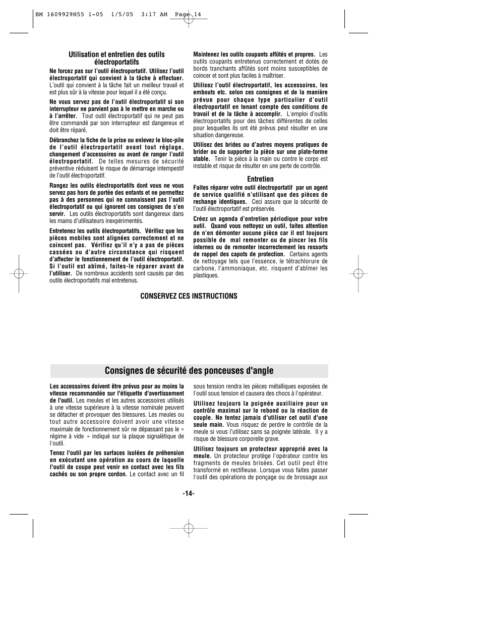 Consignes de sécurité des ponceuses d'angle | Bosch classixx 1853-5 User Manual | Page 14 / 36