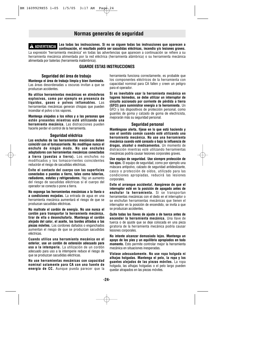 Normas generales de seguridad | Bosch classixx 1853-5 User Manual | Page 24 / 36